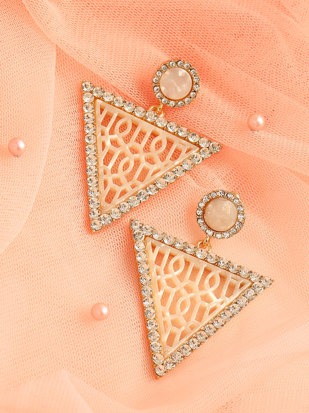 GOLD PLATED PARTY DESIGNER STONE DROP EARRING FOR WOMEN