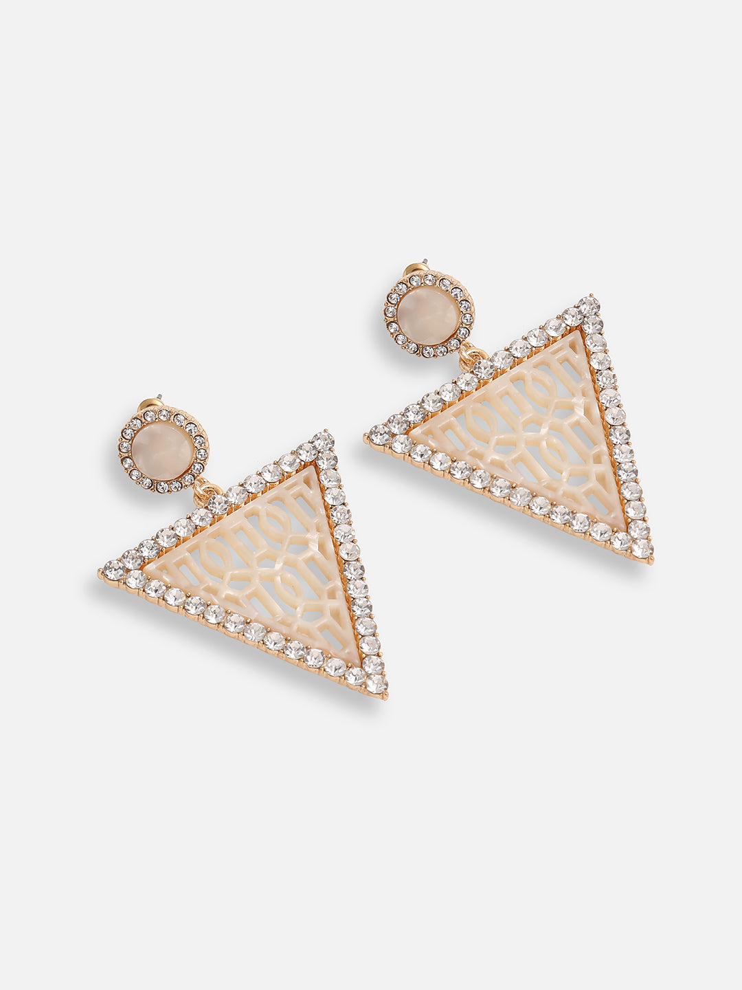 GOLD PLATED PARTY DESIGNER STONE DROP EARRING FOR WOMEN