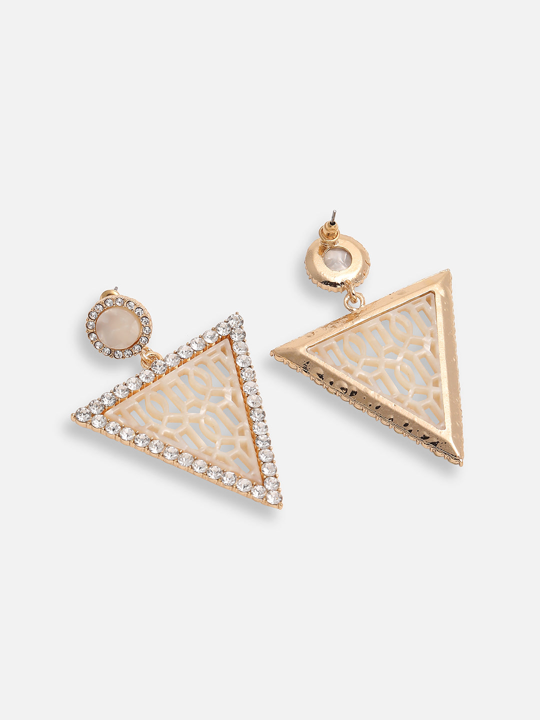 GOLD PLATED PARTY DESIGNER STONE DROP EARRING FOR WOMEN