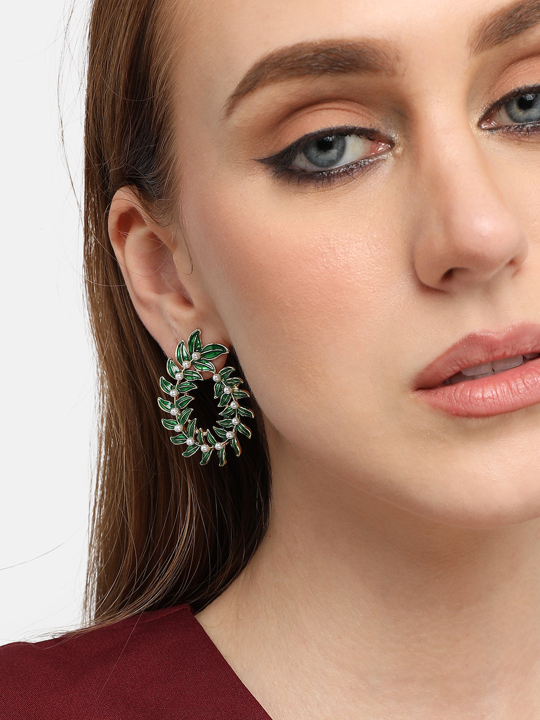 GOLD PLATED PARTY DESIGNER STONE DROP EARRING FOR WOMEN