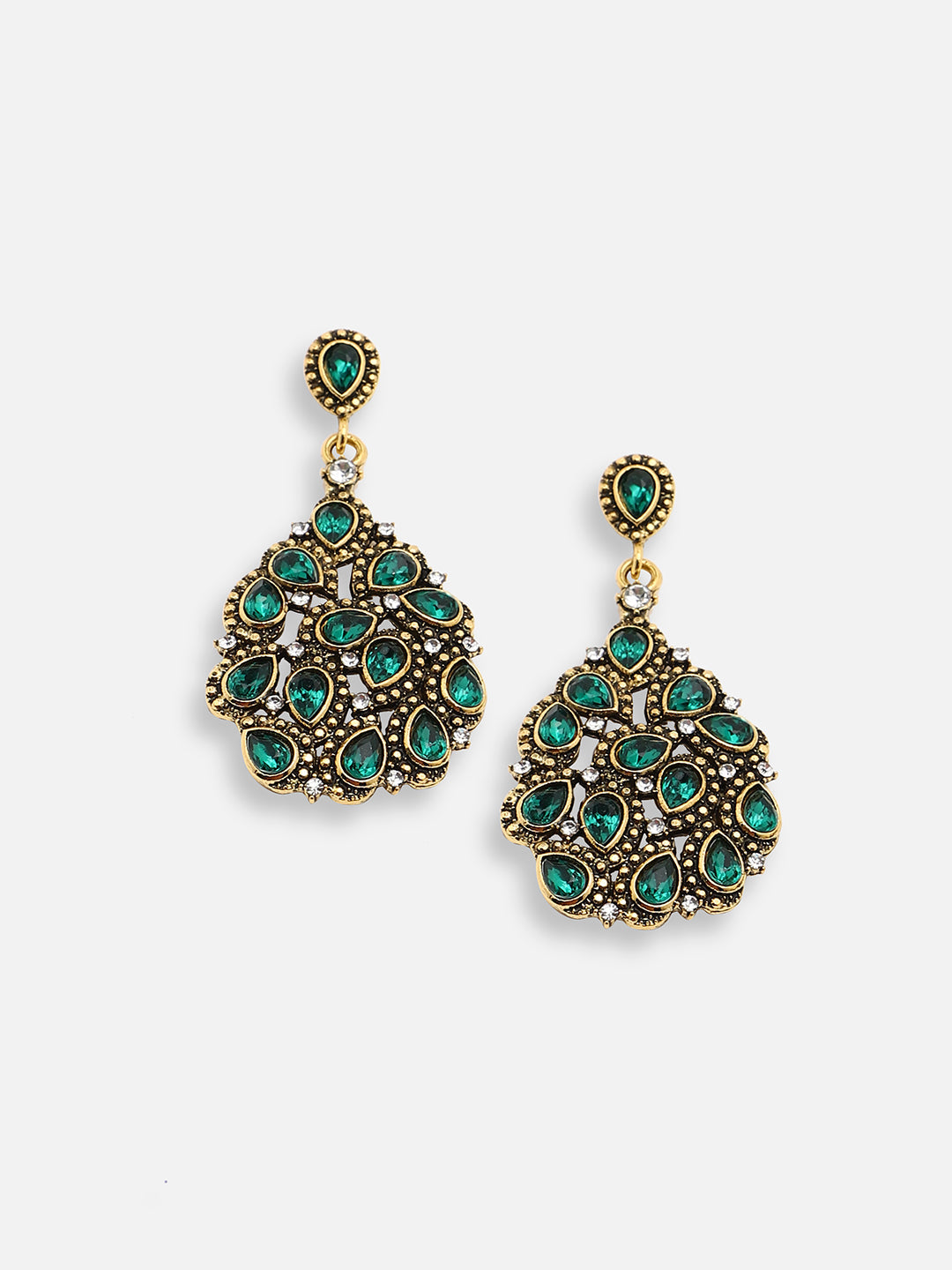 GOLD PLATED PARTY DESIGNER STONE DROP EARRING FOR WOMEN