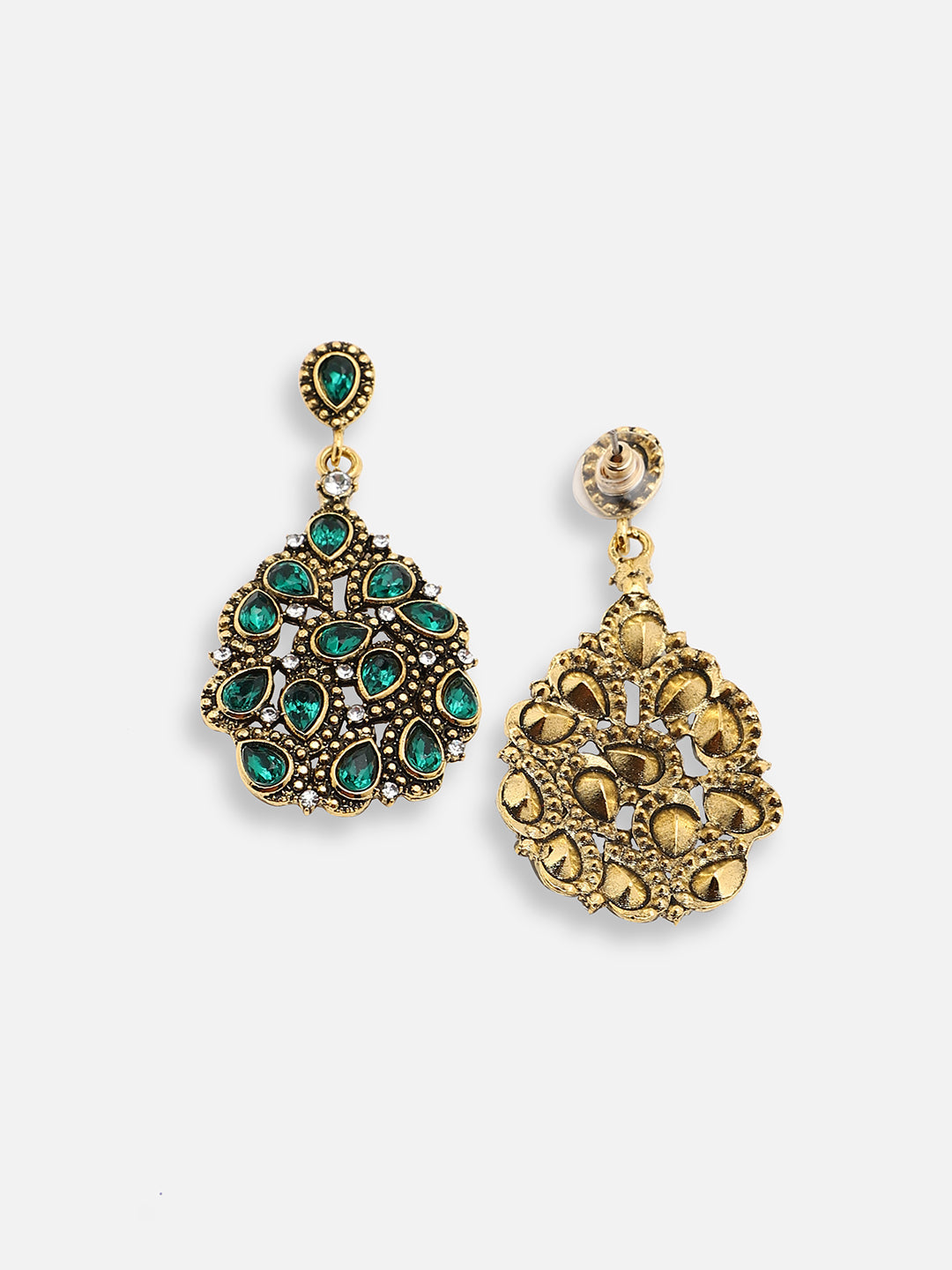 GOLD PLATED PARTY DESIGNER STONE DROP EARRING FOR WOMEN