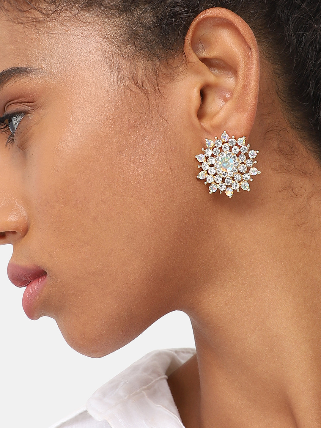 SILVER PLATED PARTY DESIGNER STONE STUD FOR WOMEN