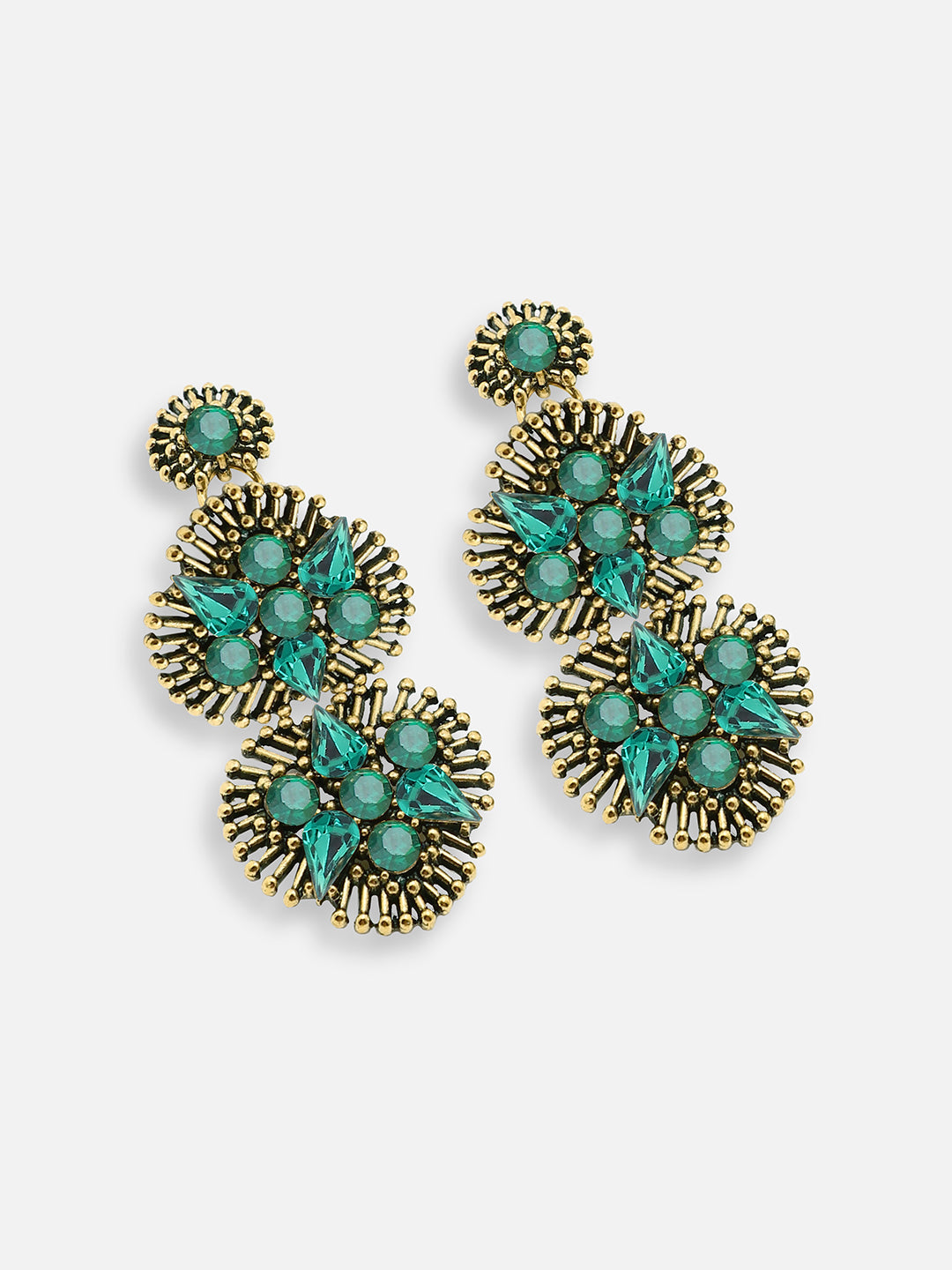 GOLD PLATED PARTY DESIGNER STONE DROP EARRING FOR WOMEN