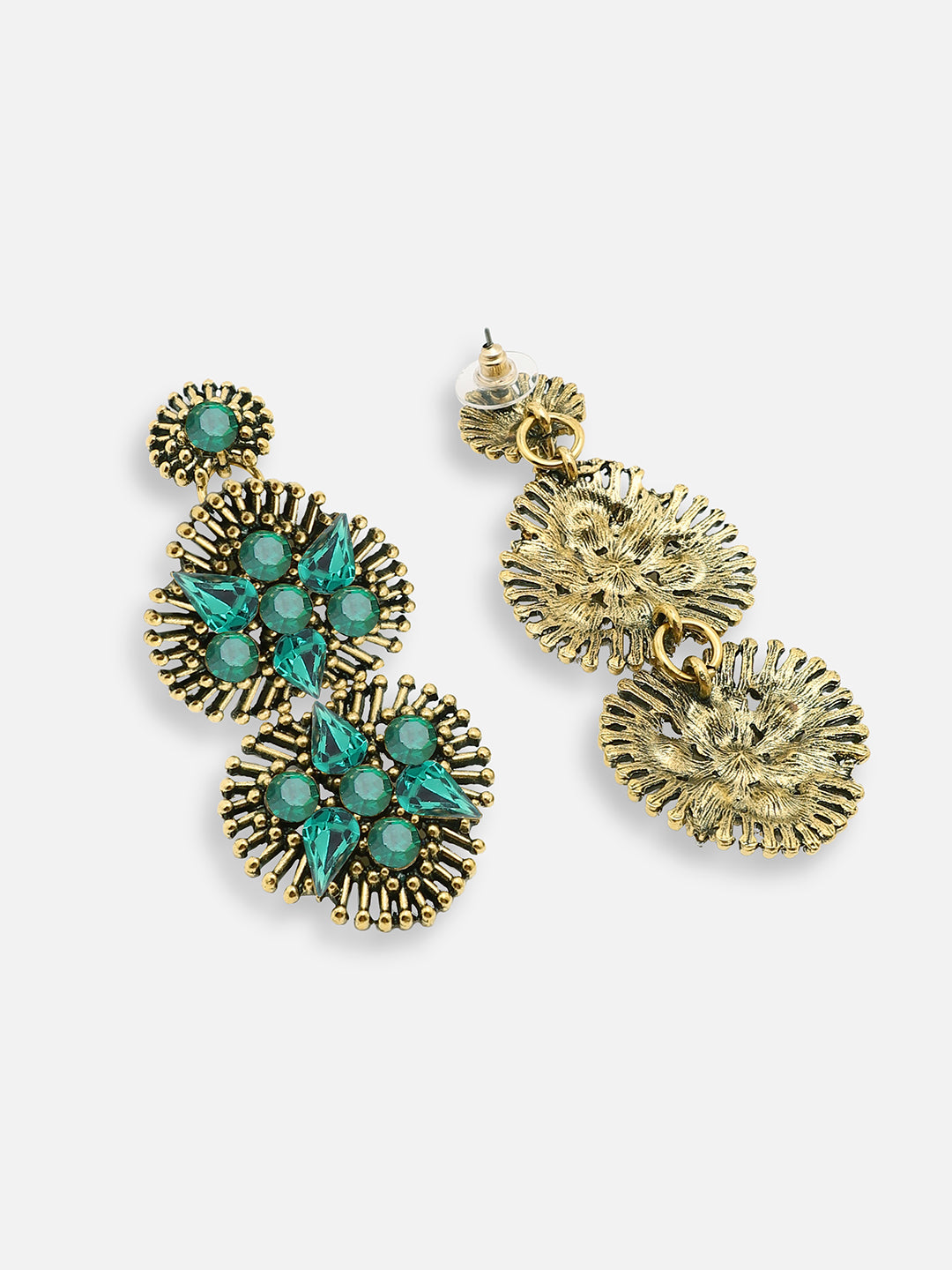 GOLD PLATED PARTY DESIGNER STONE DROP EARRING FOR WOMEN