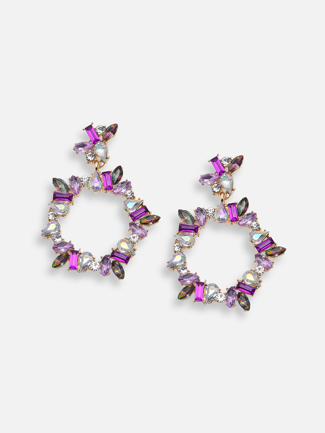 GOLD PLATED PARTY DESIGNER STONE DROP EARRING FOR WOMEN