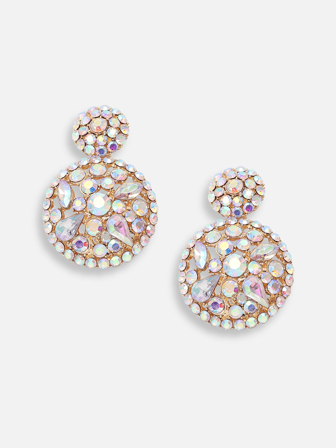 GOLD PLATED PARTY DESIGNER STONE DROP EARRING FOR WOMEN