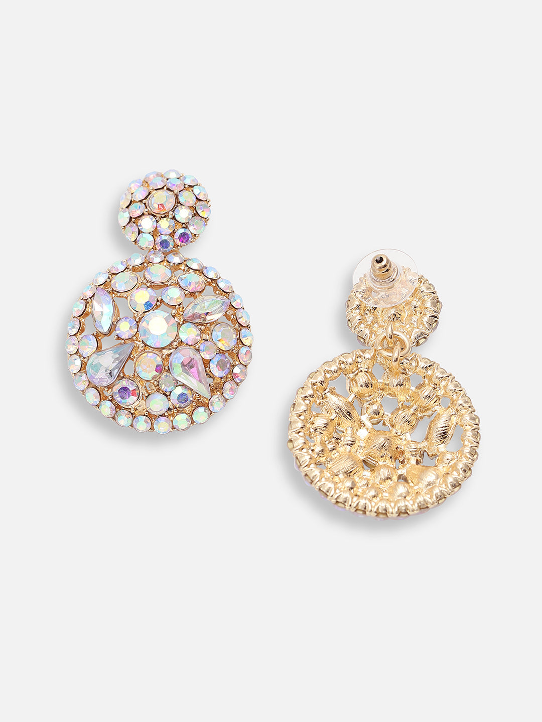 GOLD PLATED PARTY DESIGNER STONE DROP EARRING FOR WOMEN