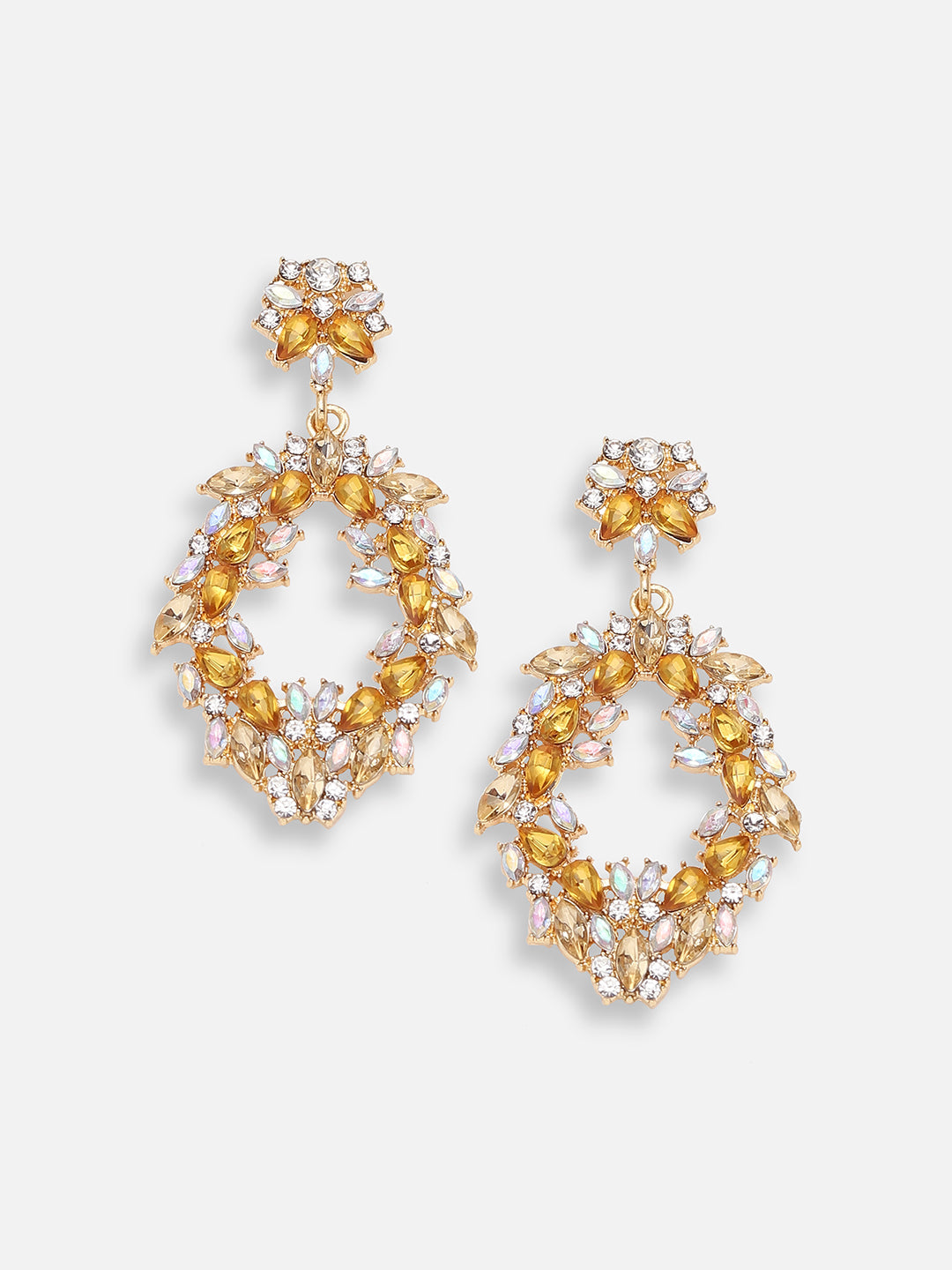 GOLD PLATED PARTY DESIGNER STONE DROP EARRING FOR WOMEN