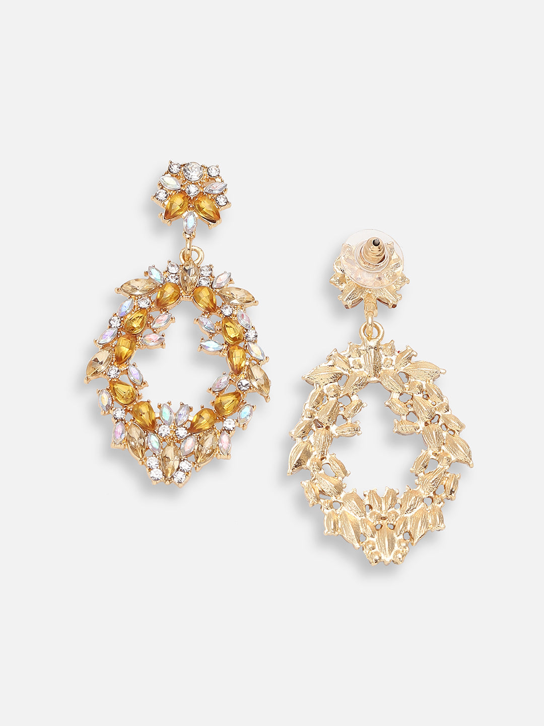GOLD PLATED PARTY DESIGNER STONE DROP EARRING FOR WOMEN