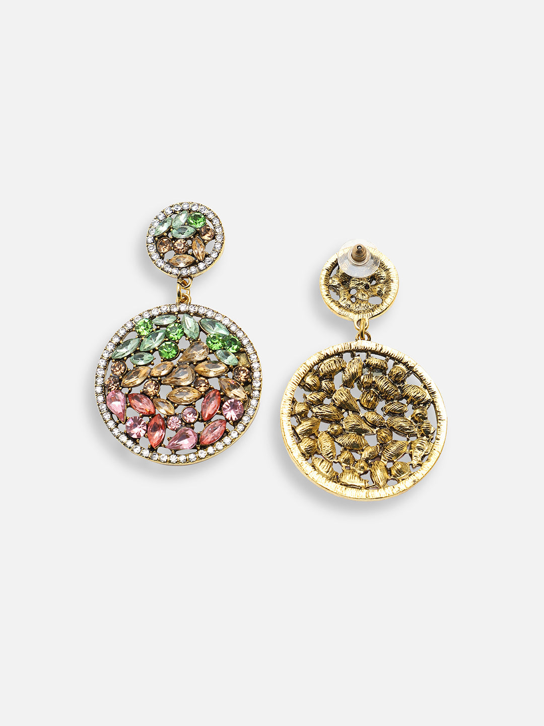GOLD PLATED PARTY DESIGNER STONE DROP EARRING FOR WOMEN
