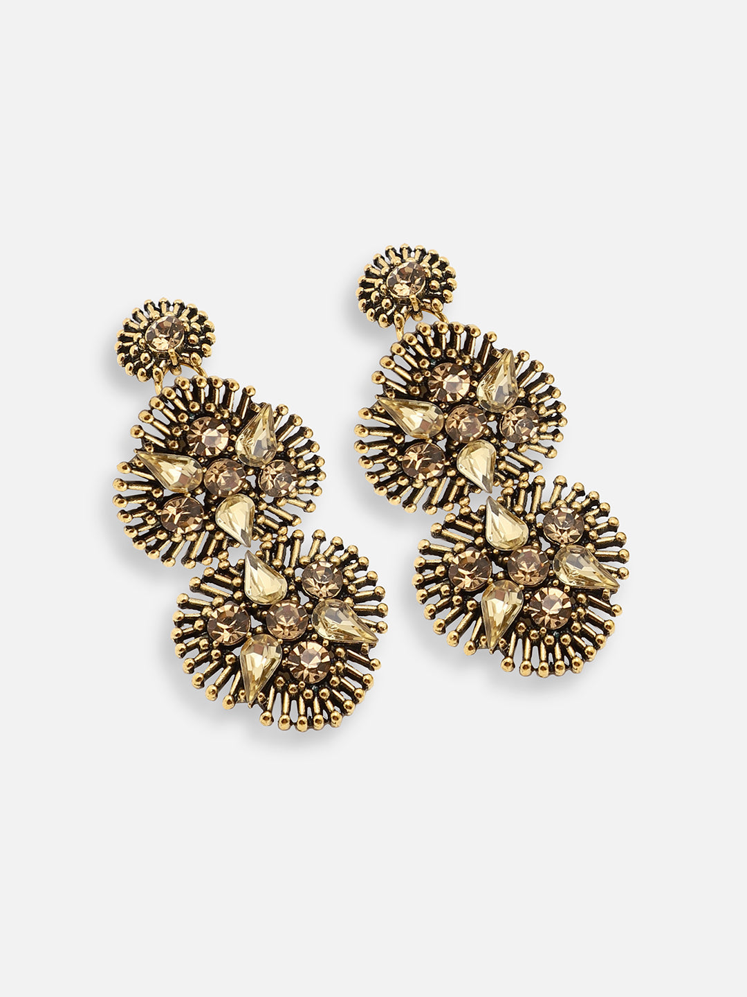 GOLD PLATED PARTY DESIGNER STONE DROP EARRING FOR WOMEN