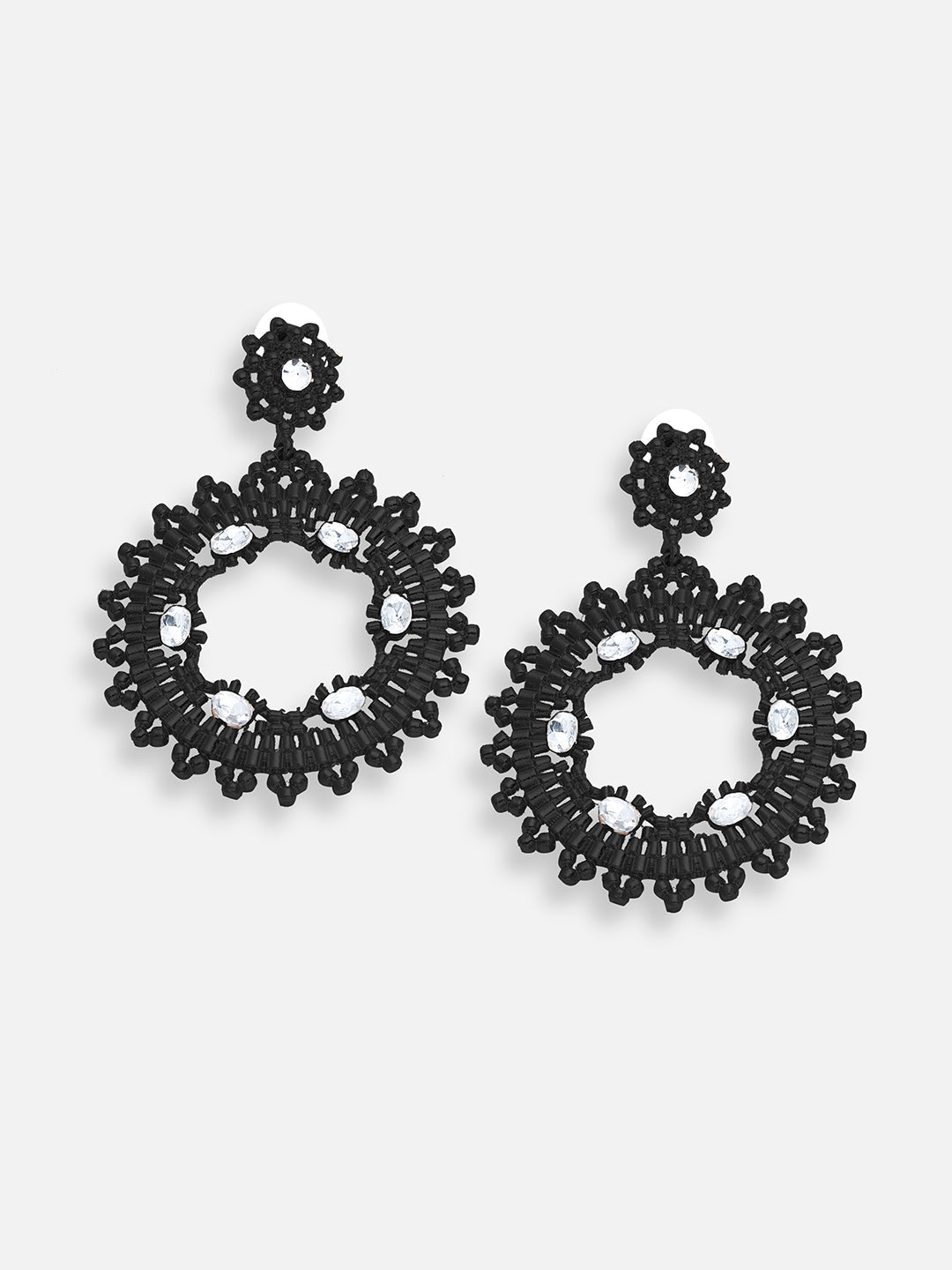 SILVER PLATED PARTY DESIGNER STONE DROP EARRING FOR WOMEN