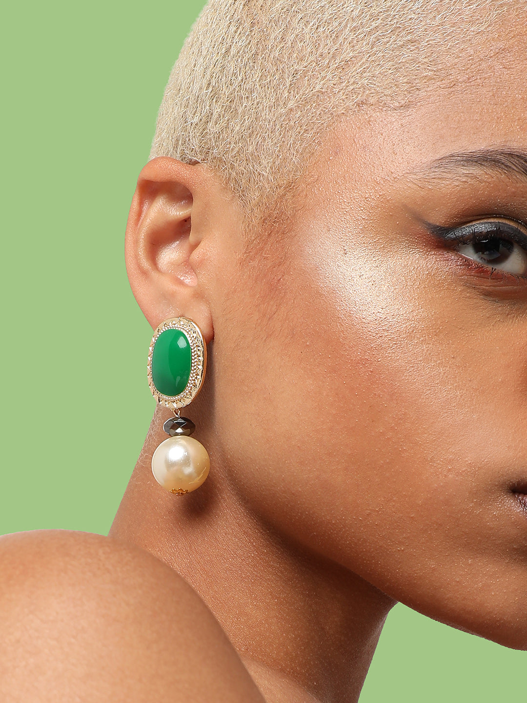 GOLD PLATED PARTY DESIGNER STONE DROP EARRING FOR WOMEN