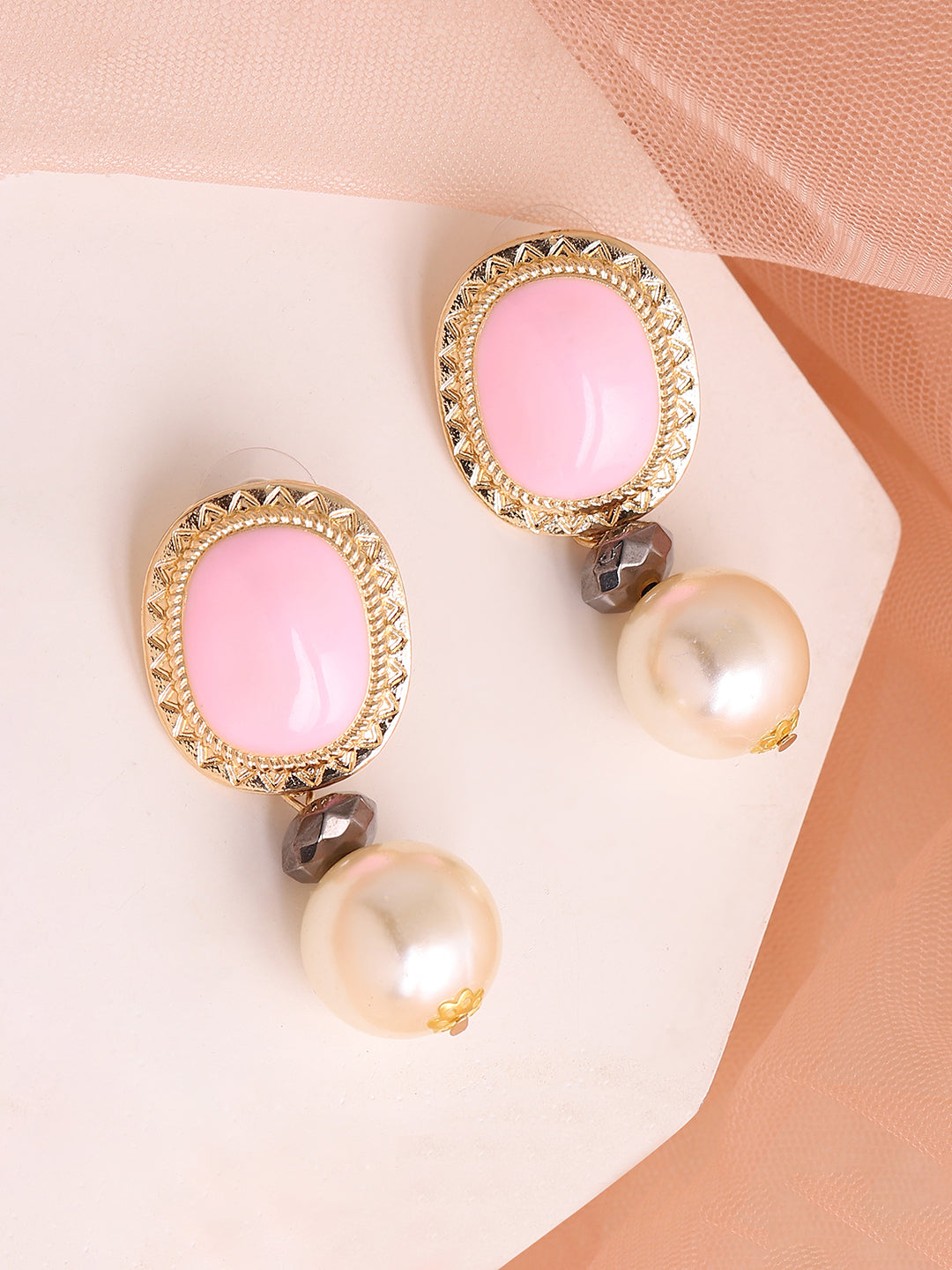 GOLD PLATED PARTY DESIGNER STONE DROP EARRING FOR WOMEN