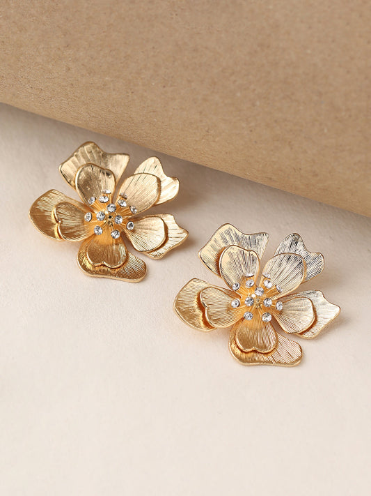 GOLD PLATED PARTY DESIGNER STONE STUD FOR WOMEN