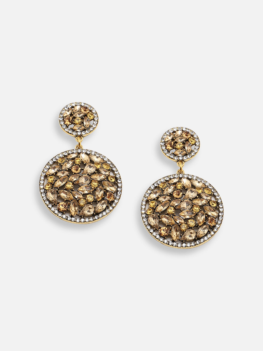 GOLD PLATED PARTY DESIGNER STONE DROP EARRING FOR WOMEN