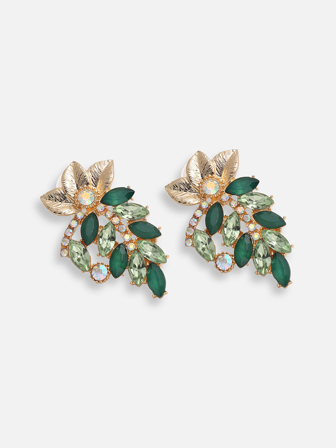 GOLD PLATED PARTY DESIGNER STONE DROP EARRING FOR WOMEN