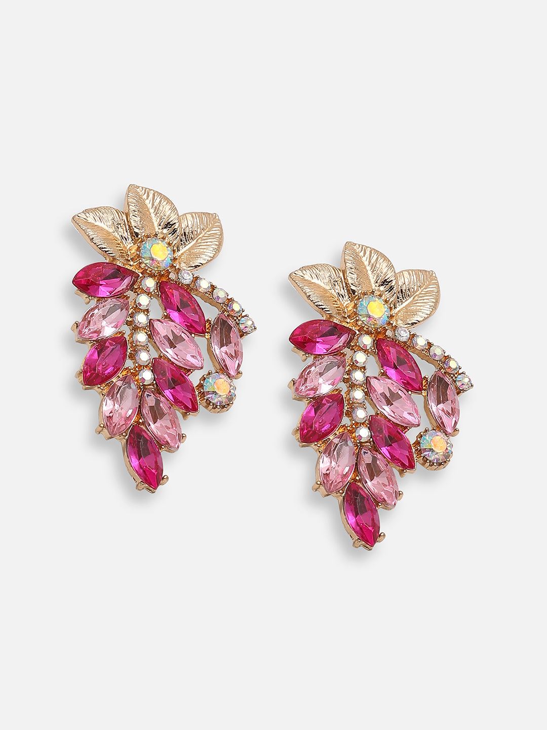 GOLD PLATED PARTY DESIGNER STONE DROP EARRING FOR WOMEN