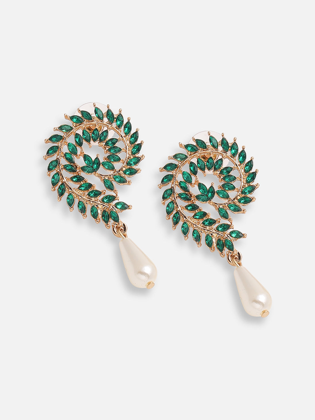 GOLD PLATED PARTY DESIGNER STONE DROP EARRING FOR WOMEN