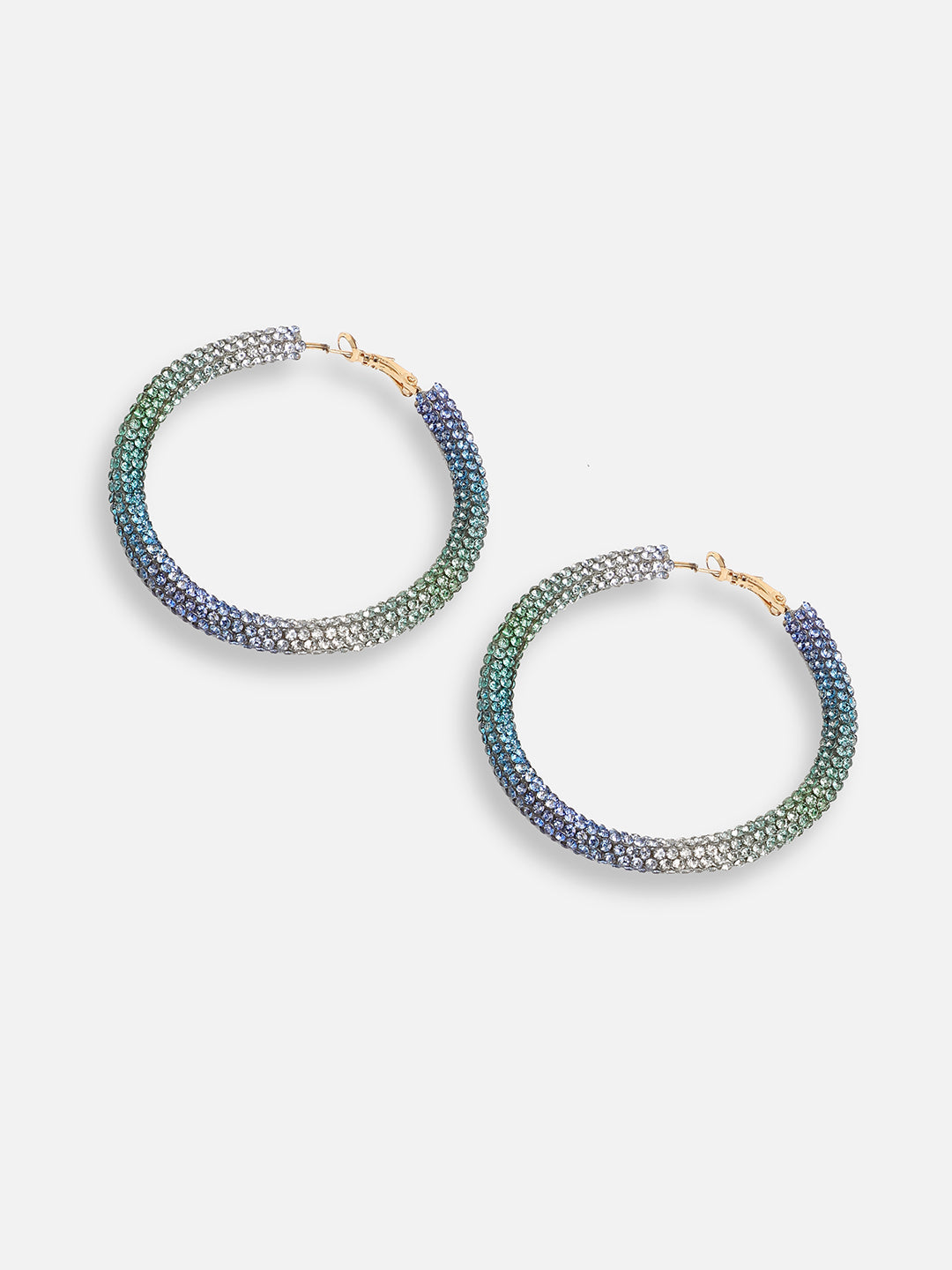 GOLD PLATED PARTY DESIGNER STONE HOOP EARRING FOR WOMEN
