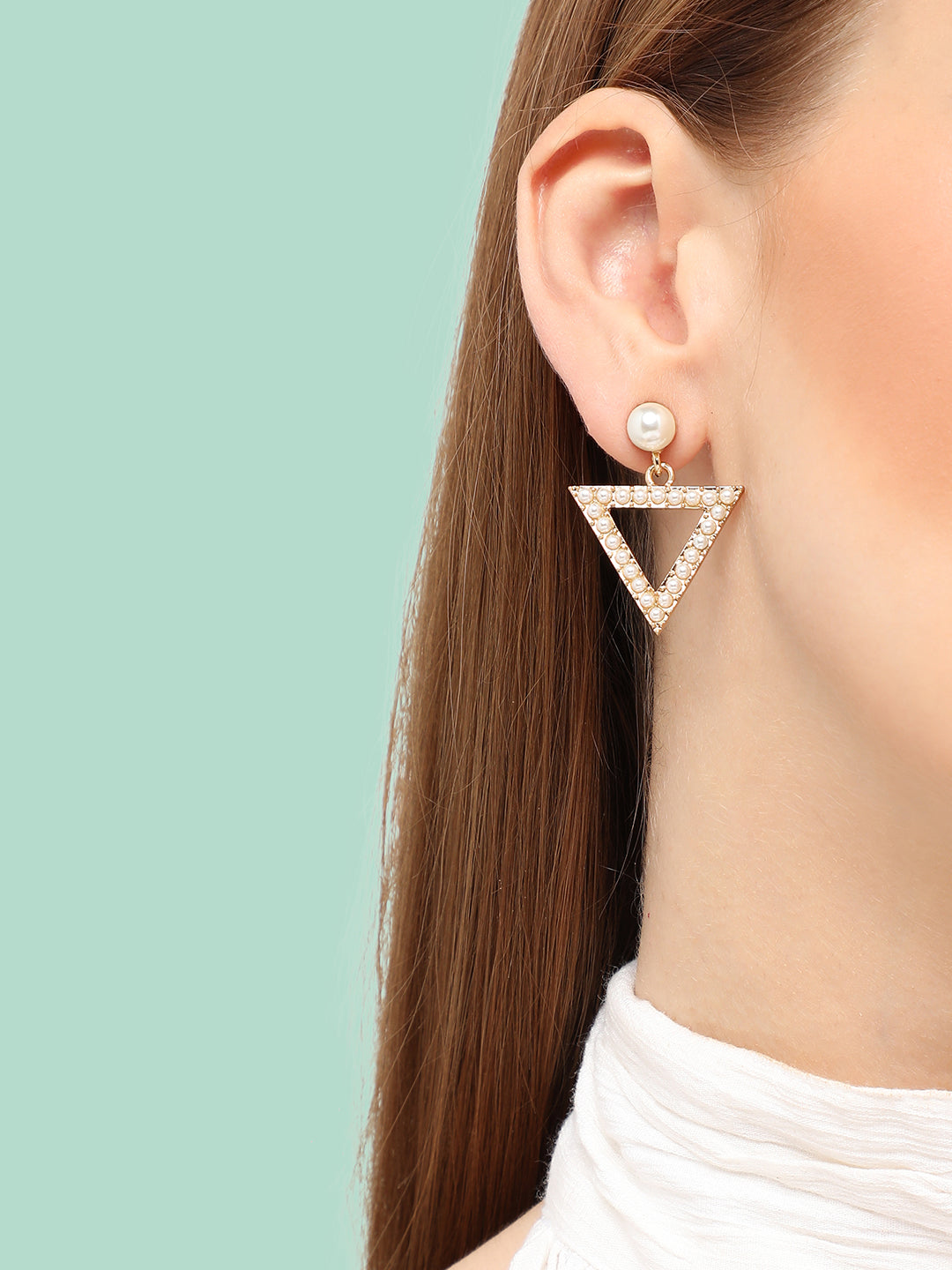 GOLD PLATED PARTY DESIGNER STONE DROP EARRING FOR WOMEN