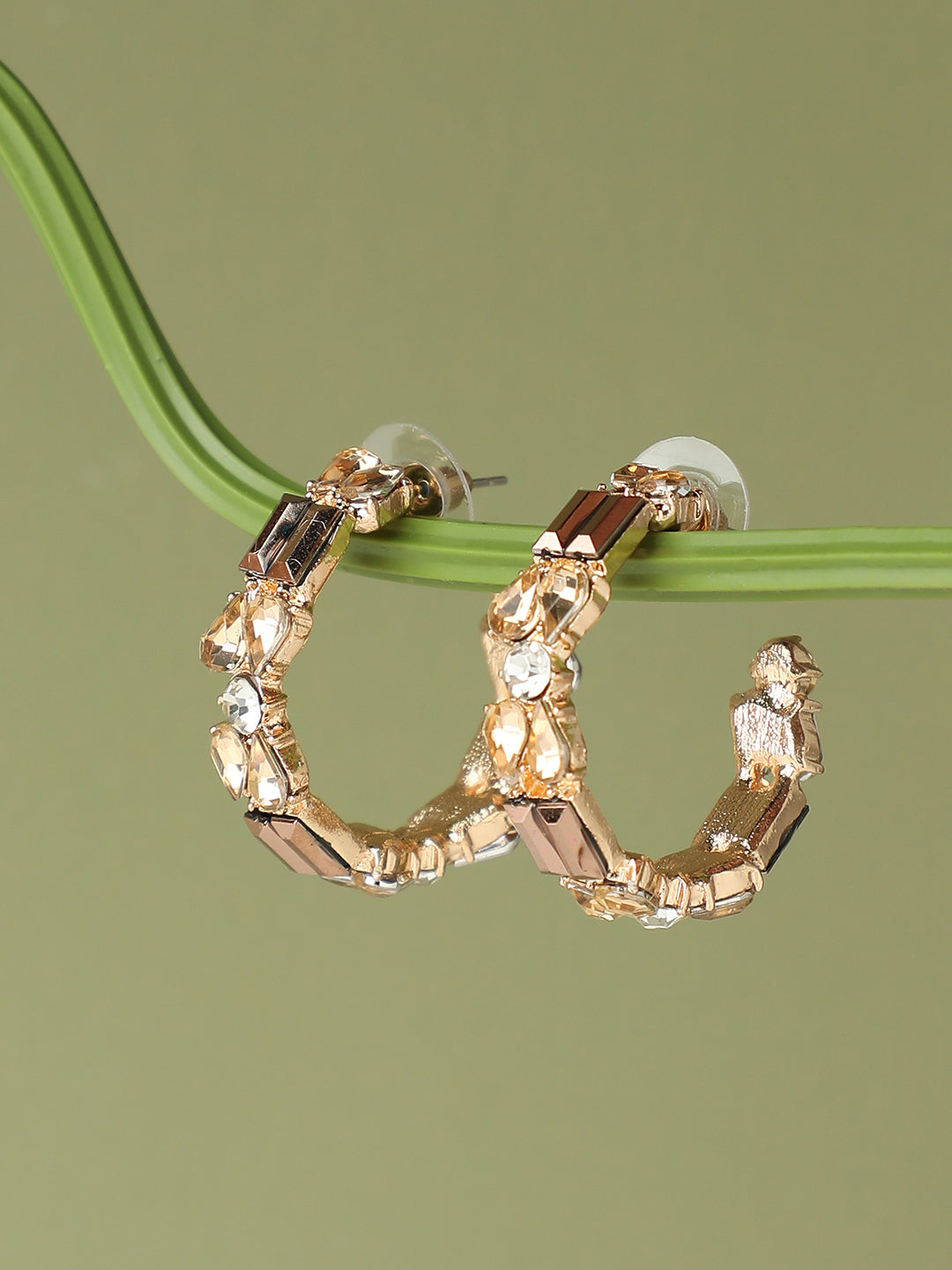 GOLD PLATED PARTY DESIGNER STONE DROP EARRING FOR WOMEN