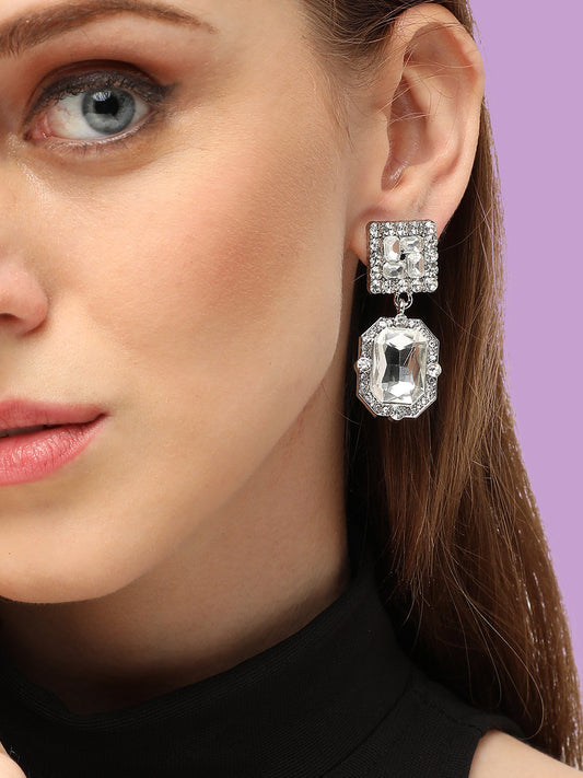 GOLD PLATED PARTY DESIGNER STONE DROP EARRING FOR WOMEN