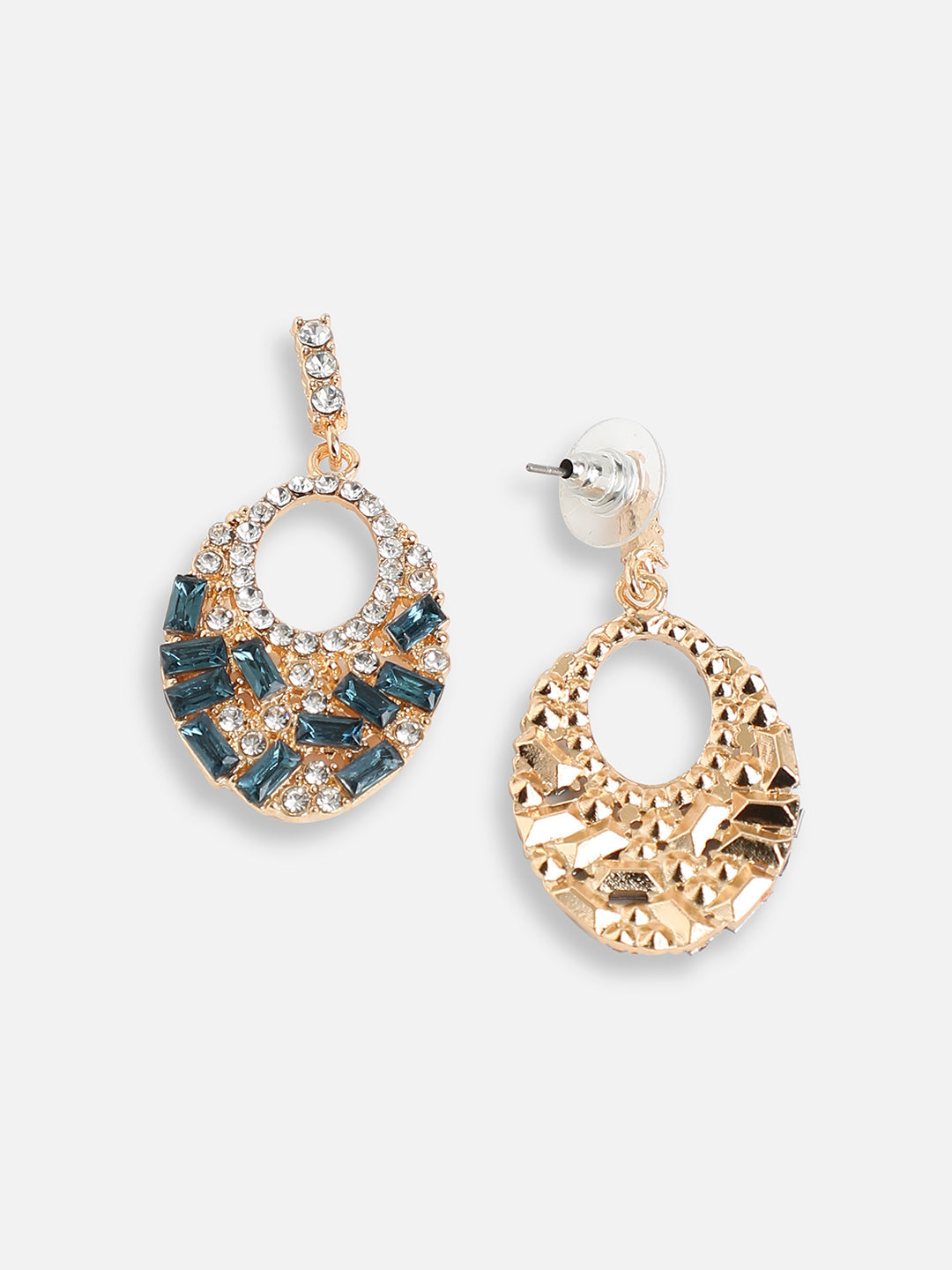 GOLD PLATED PARTY DESIGNER STONE DROP EARRING FOR WOMEN
