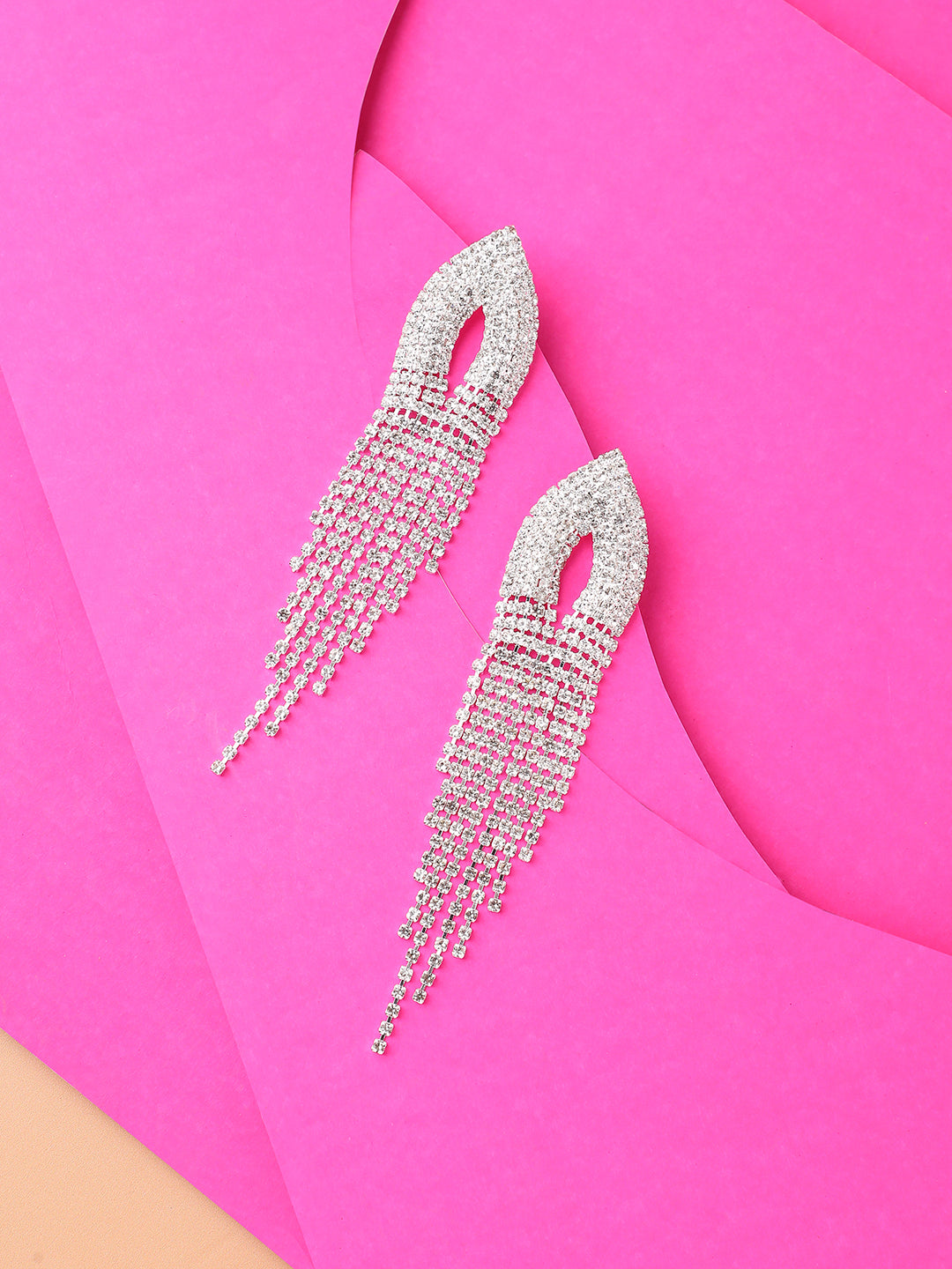 Silver Plated Designer Stone Party Drop Earring For Women