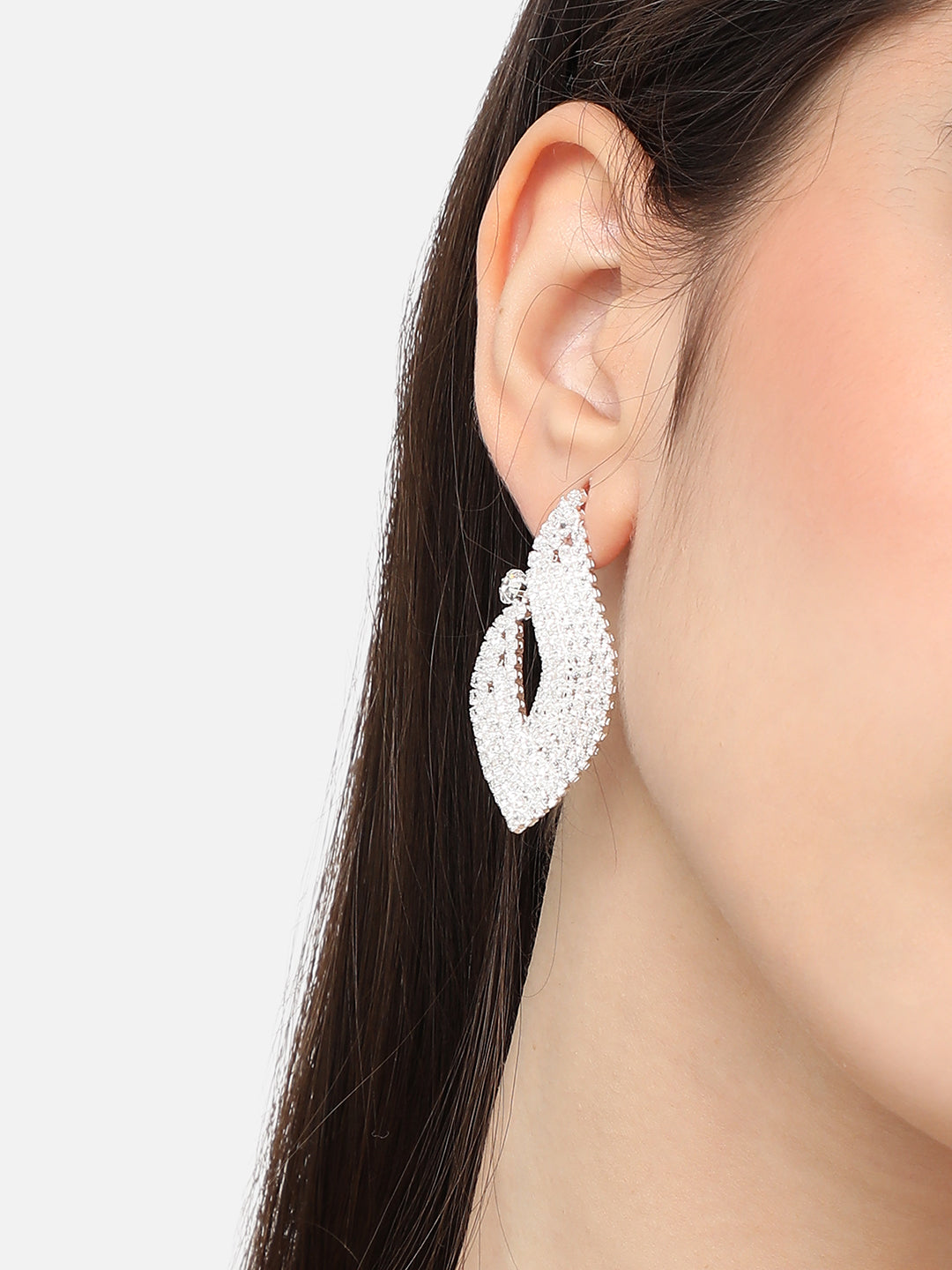 Silver Plated Designer Stone Party Stud For Women