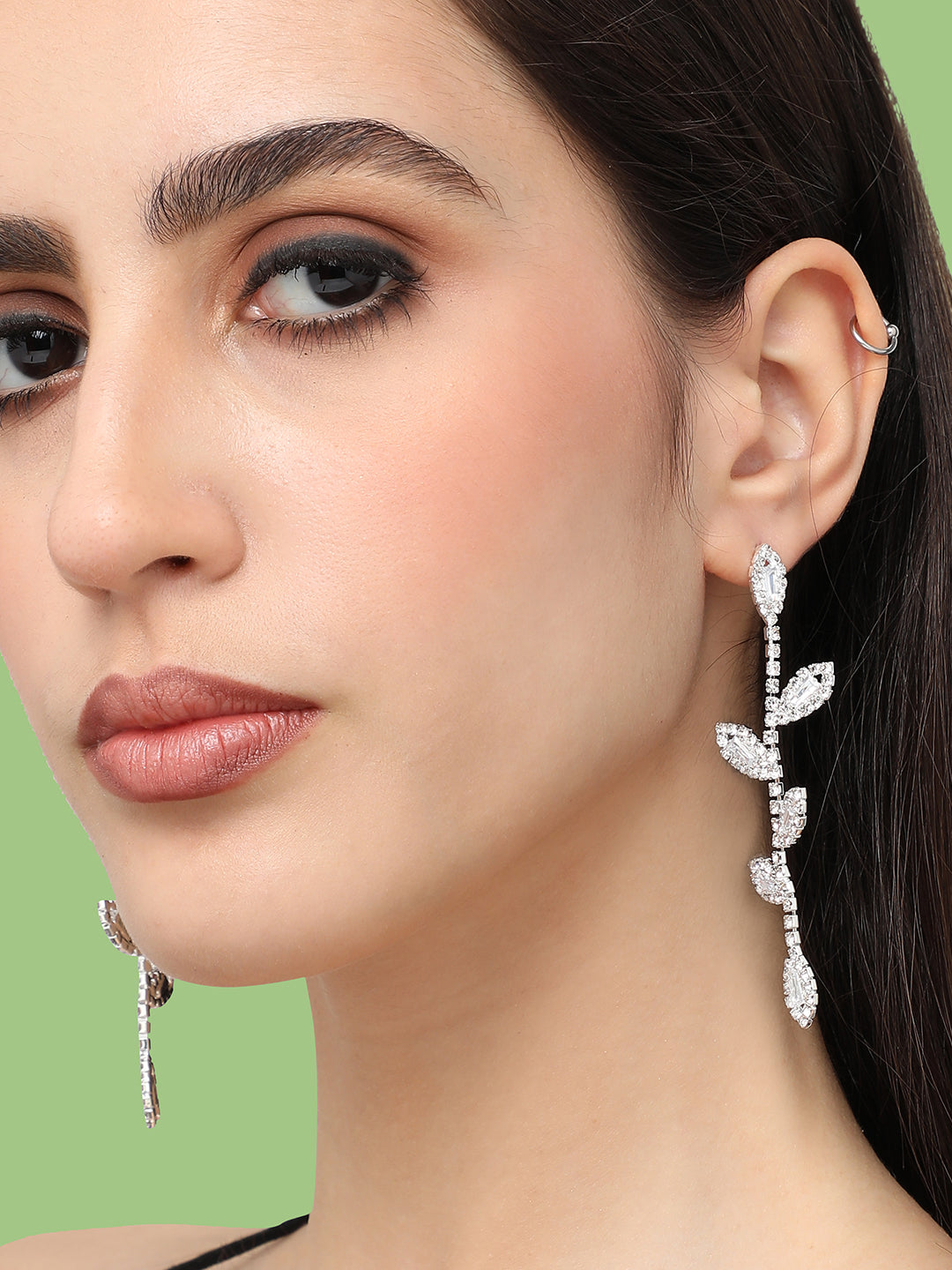 Silver Plated Designer Stone Party Drop Earring For Women