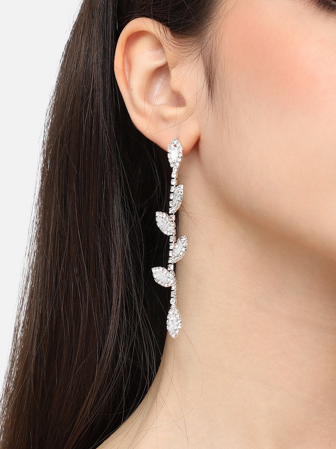 Silver Plated Designer Stone Party Drop Earring For Women