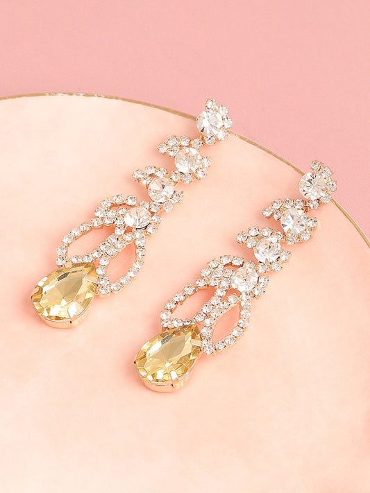 Gold Plated Designer Stone Party Drop Earring For Women