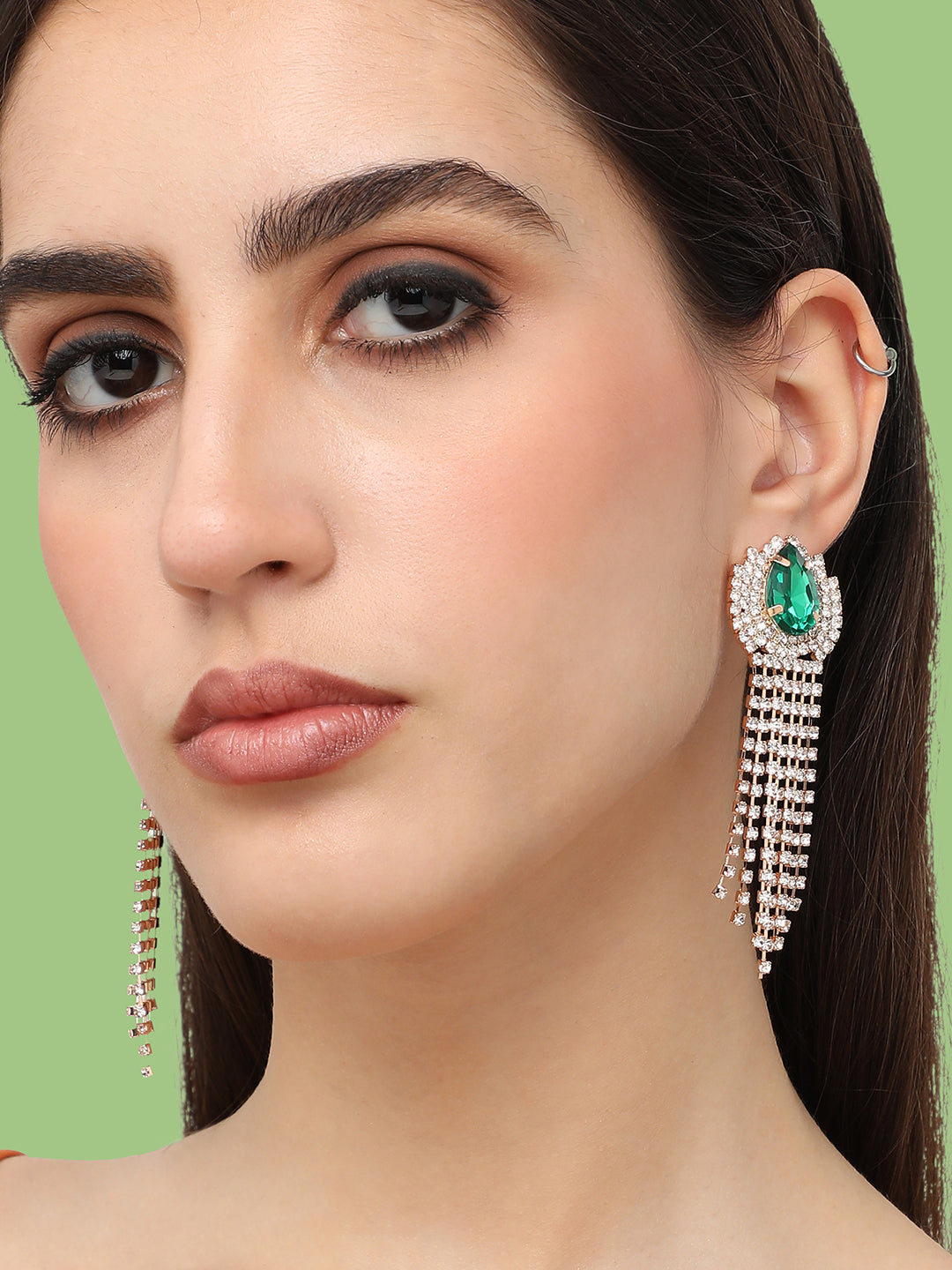 Gold Plated Designer Stone Party Drop Earring For Women