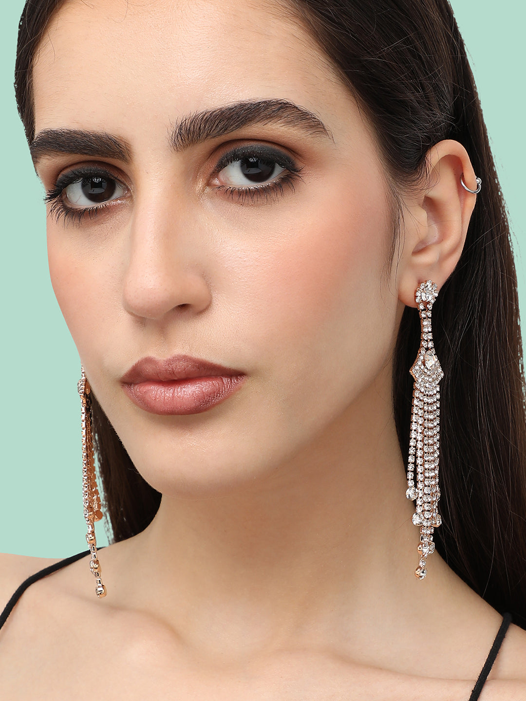 Silver Plated Designer Stone Party Drop Earring For Women