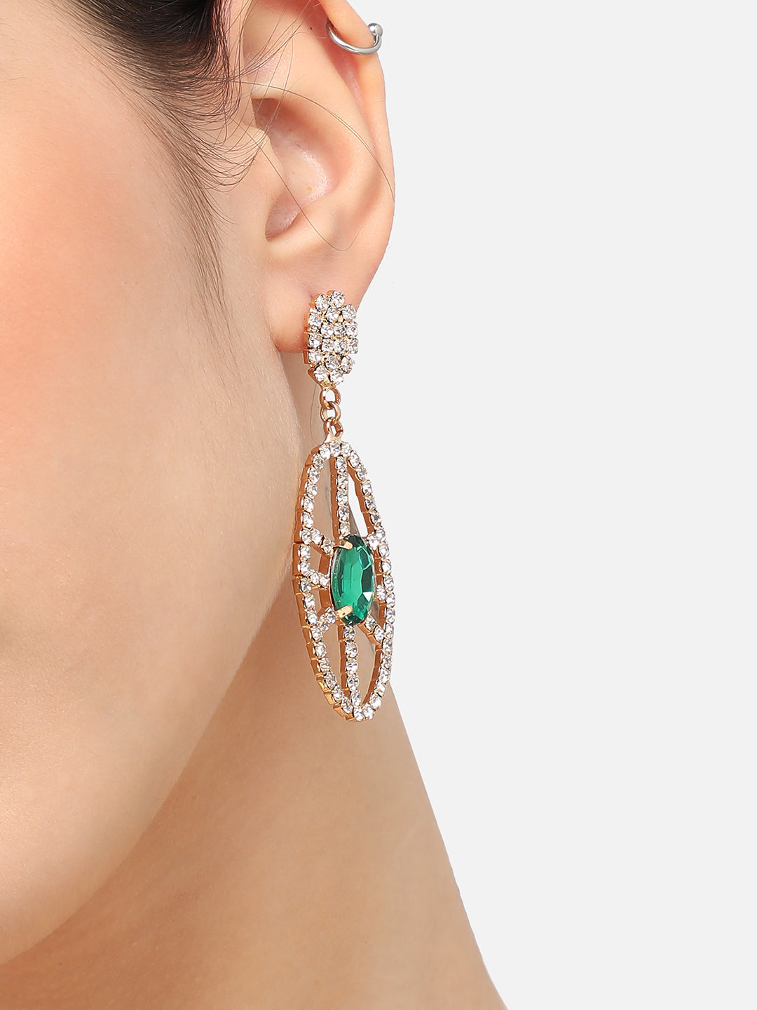 Gold Plated Designer Stone Party Drop Earring For Women