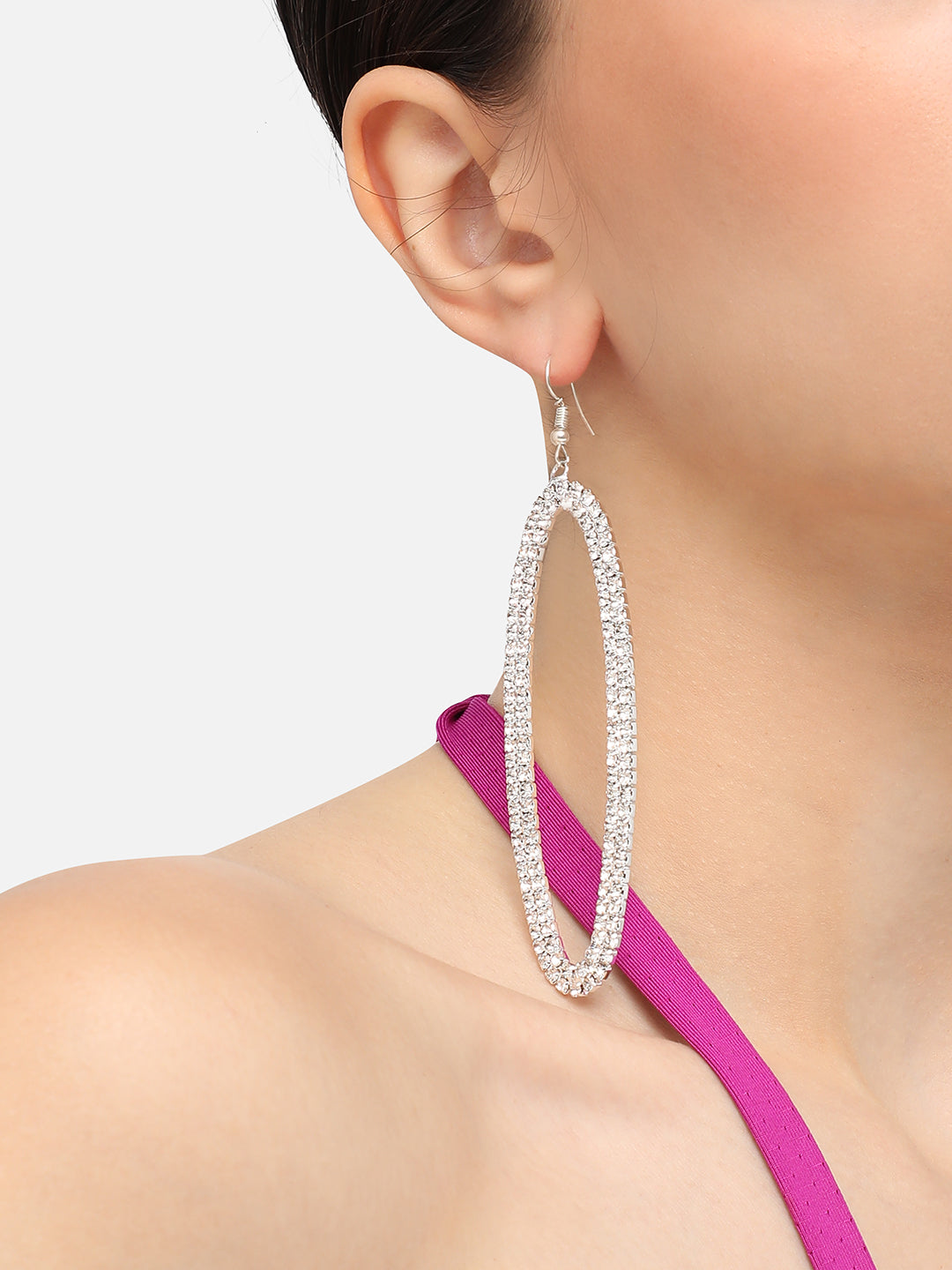 Silver Plated Designer Stone Party Drop Earring For Women