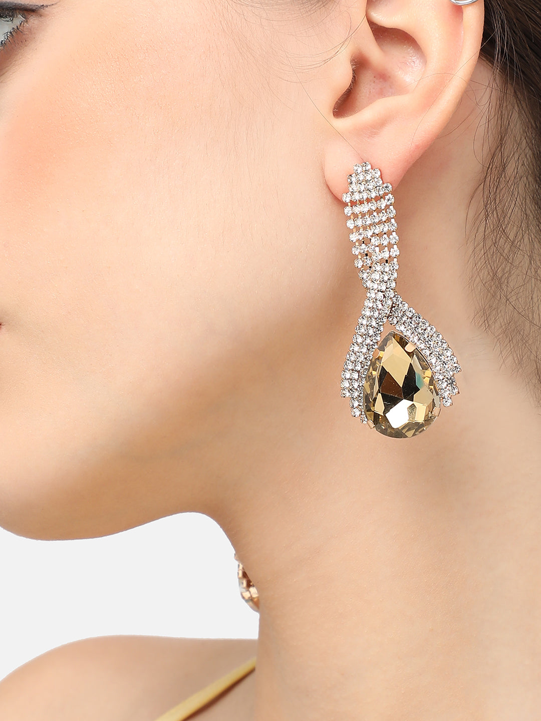 Silver Plated Designer Stone Party Drop Earring For Women