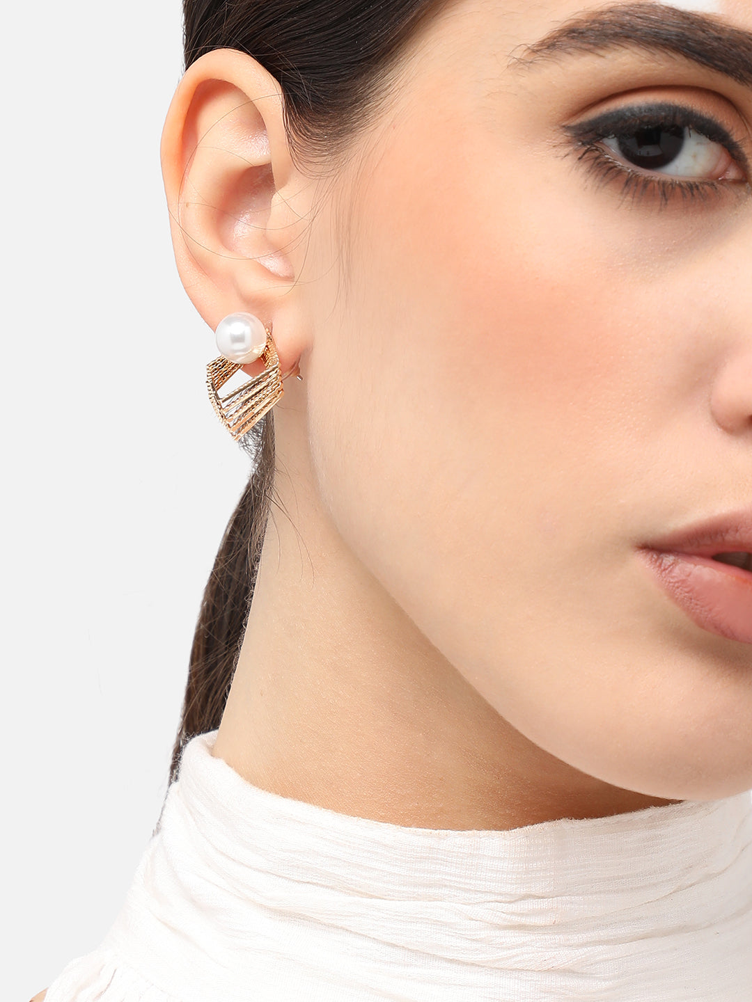 Gold Plated Pearls Casual Stud For Women