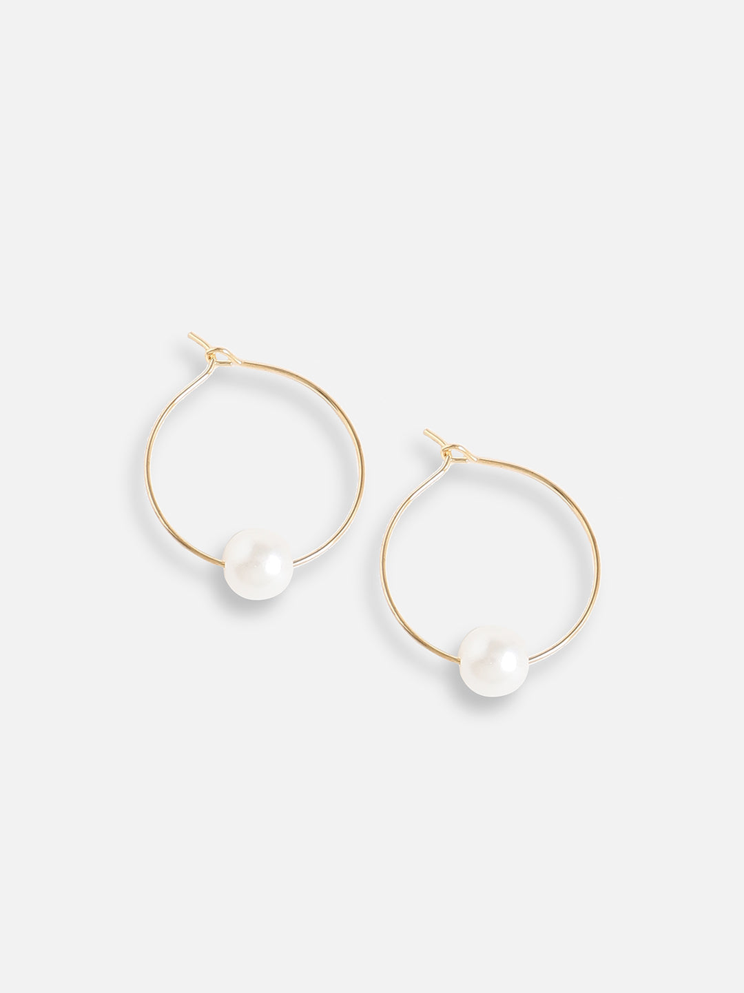 Gold Plated Pearls Casual Hoop Earring For Women
