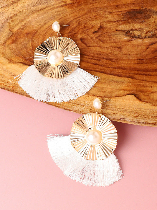 Gold Plated Pearls Party Drop Earring For Women