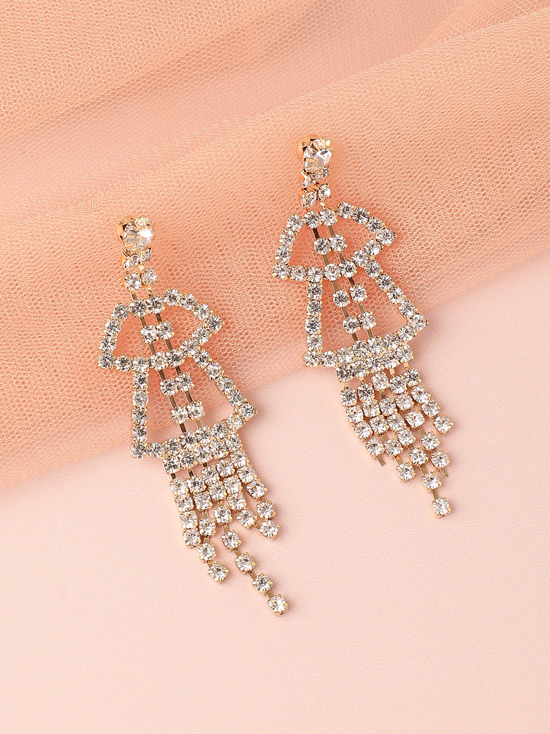Gold Plated Designer Stone Party Drop Earring For Women