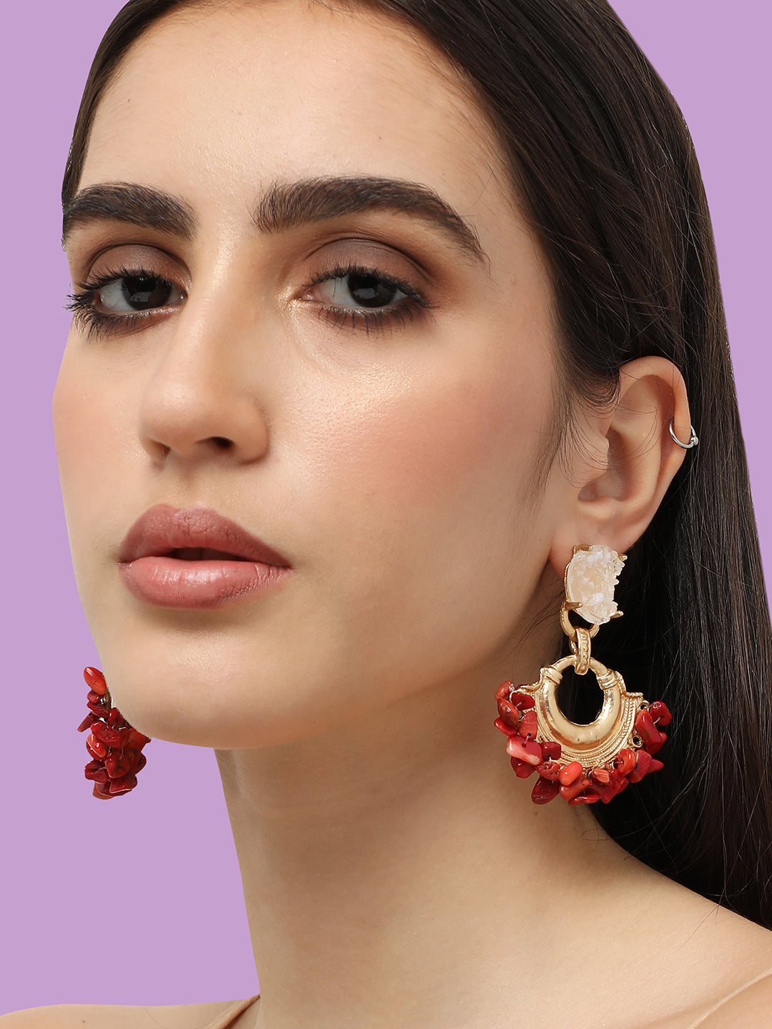 Gold Plated Designer Stone Party Drop Earring For Women