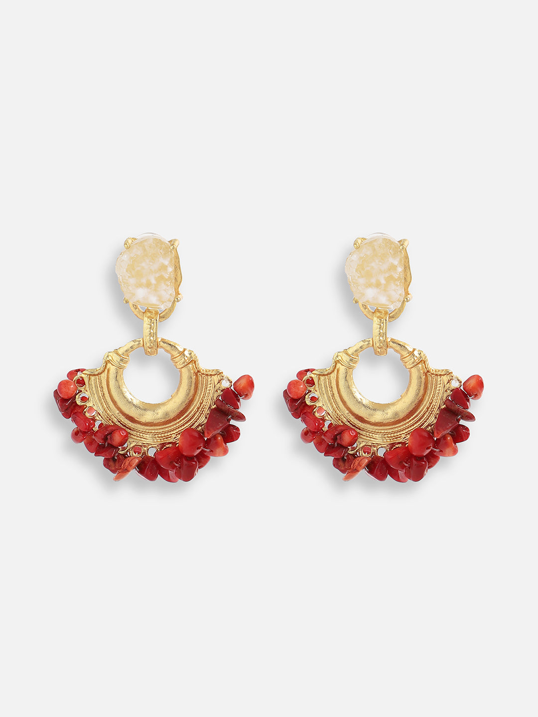 Gold Plated Designer Stone Party Drop Earring For Women