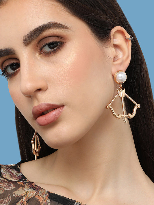Gold Plated Pearls Party Drop Earring For Women