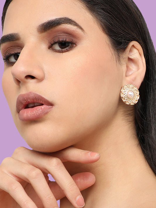 Gold Plated Pearls Casual Stud For Women