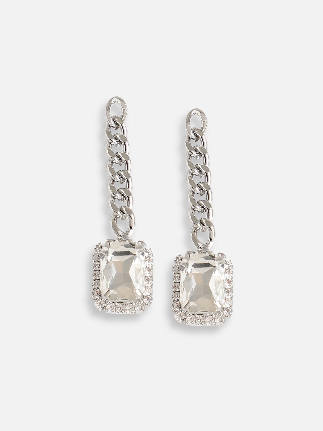 Silver Plated Designer Stone Party Drop Earring For Women