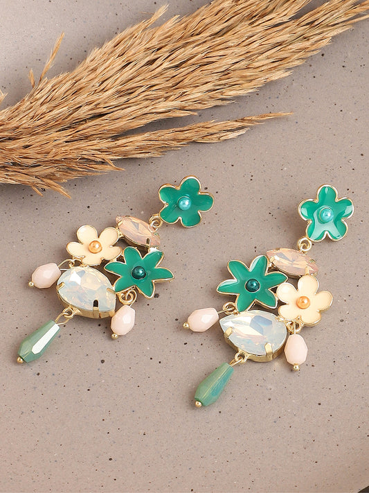 Gold Plated Pearls Party Drop Earring For Women