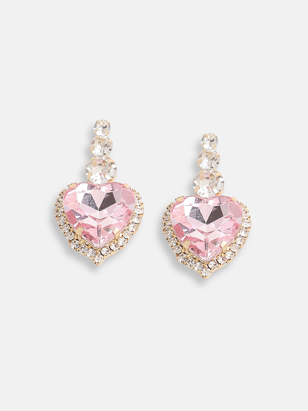 Pink Heart Silver Earrings